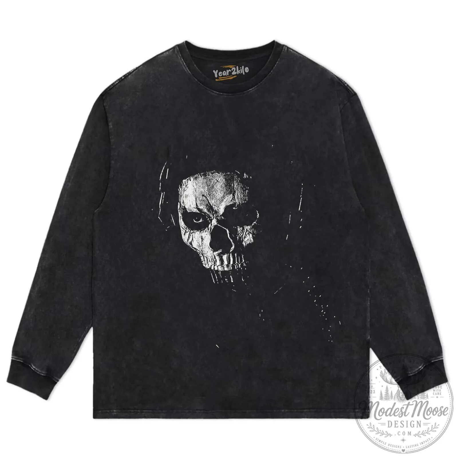 Horrible Skull Graphic Washed Black Oversized Crewneck T-Shirt 16 Horrible Skull Graphic Washed Black Oversized Crewneck T-Shirt