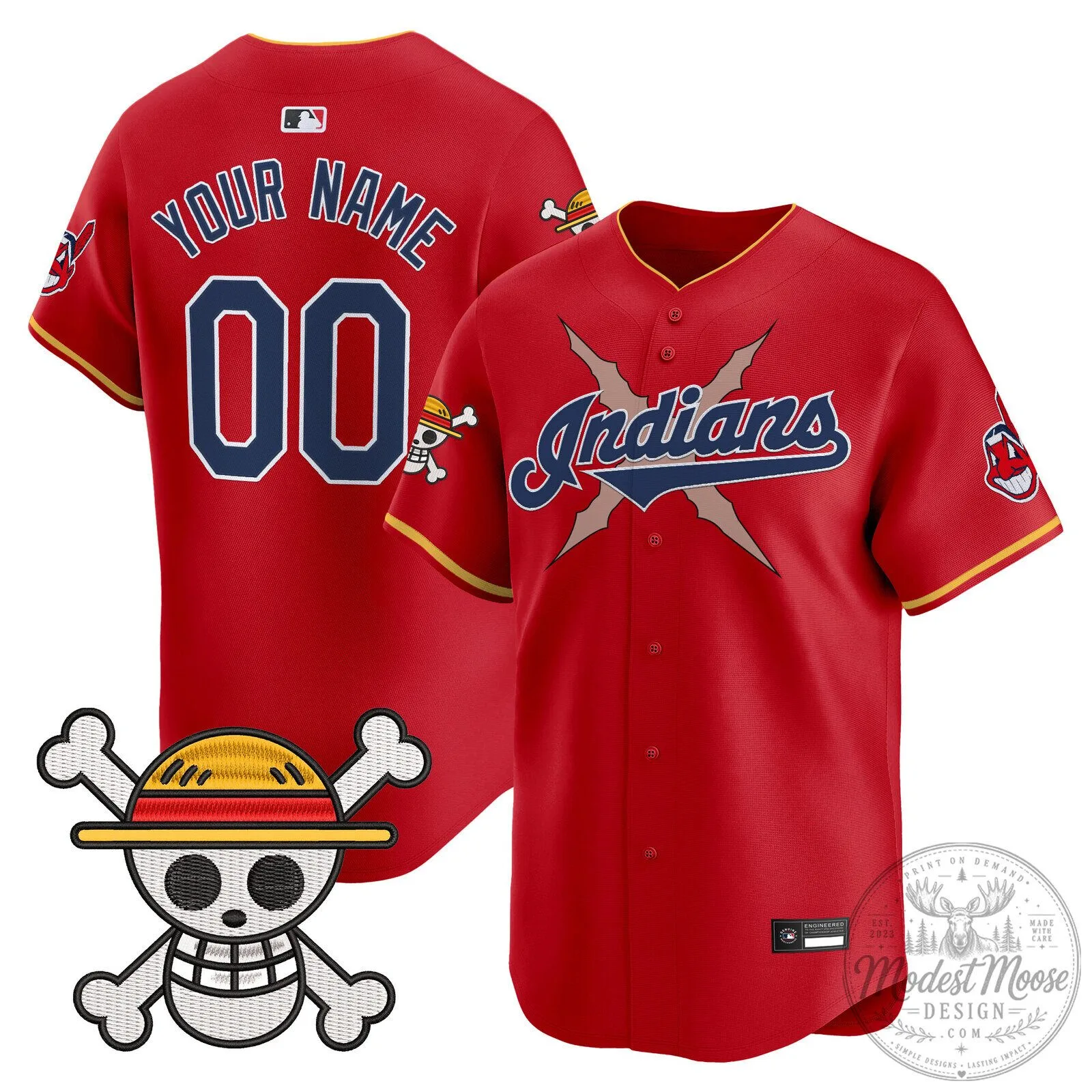 Cleveland Indians One Piece Anime Custom Baseball Jersey