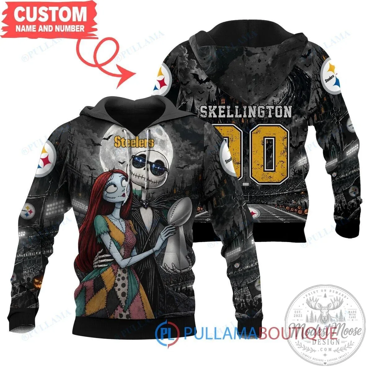 Pittsburgh Steelers Jack Skellington Sally Super Bowl 2024 Hoodie 3 Pittsburgh Steelers Jack Skellington Sally Super Bowl 2024 Hoodie