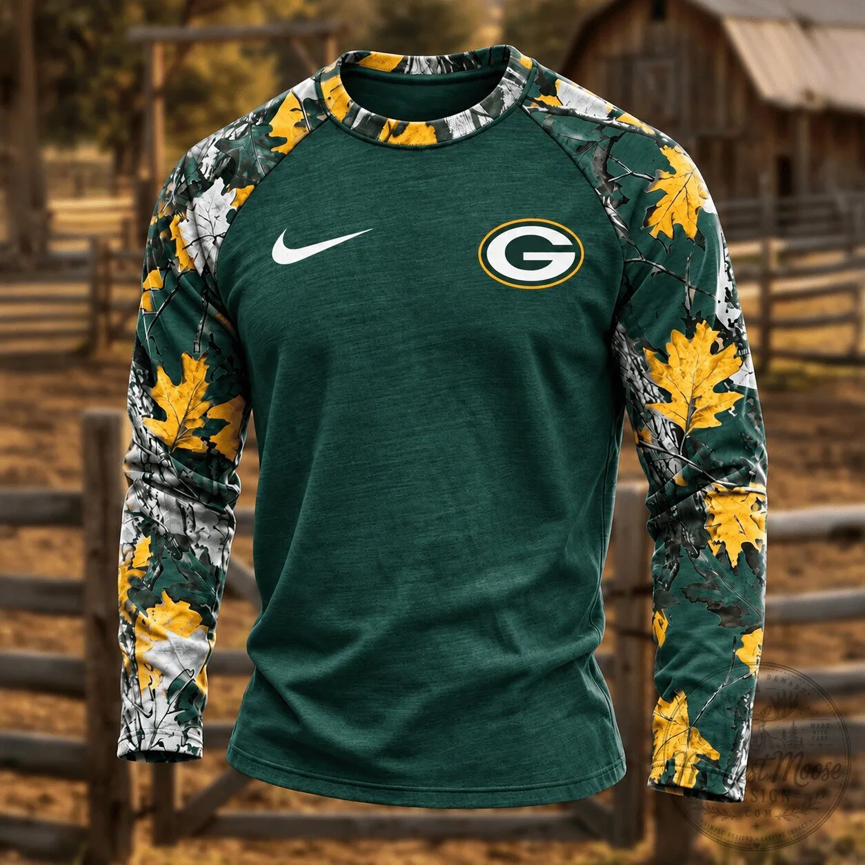 Green Bay Packers Camouflage Hunting Long Sleeve Shirt