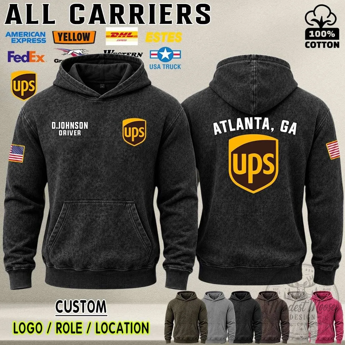 UPS United Parcel Service Driver Custom Name and Location Hoodie