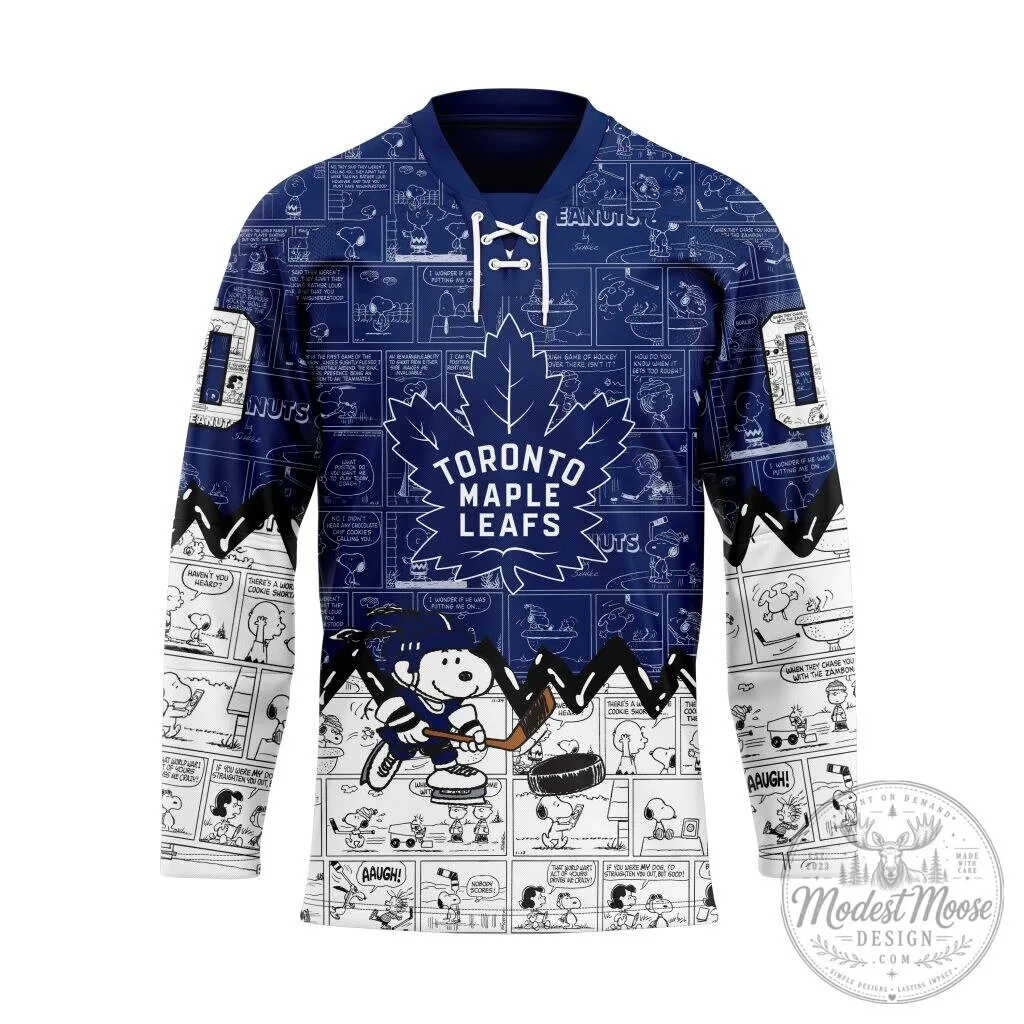 Toronto Maple Leafs Snoopy Peanuts Comic Strip Hockey Jersey
