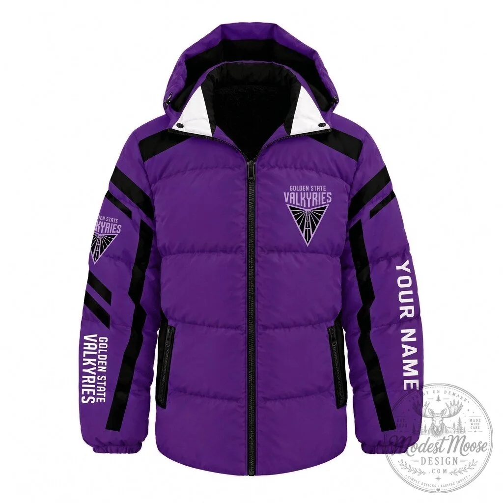 Golden State Valkyries WNBA Custom Name Purple Puffer Jacket