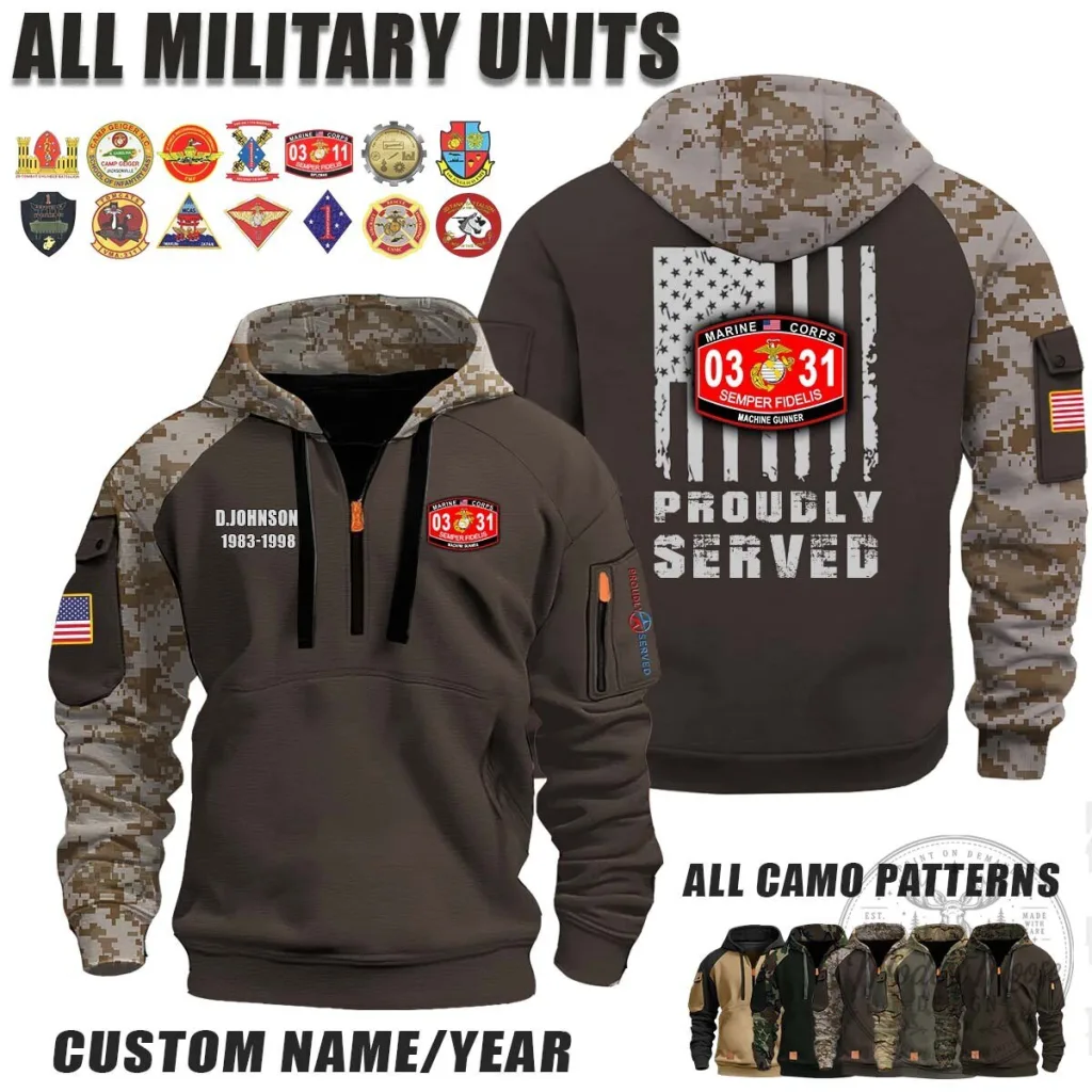 Marine Corps 0331 Machine Gunner Proudly Served Camouflage Hoodie Marine Corps 0331 Machine Gunner Proudly Served Camouflage Hoodie