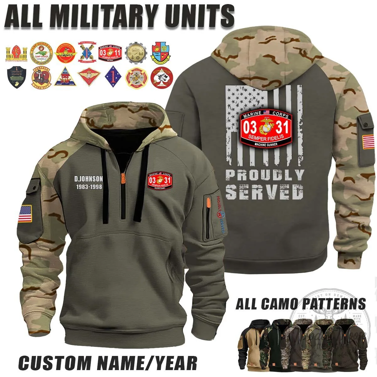 Marine Corps 0331 Machine Gunner Proudly Served Camouflage Hoodie 10 Marine Corps 0331 Machine Gunner Proudly Served Camouflage Hoodie