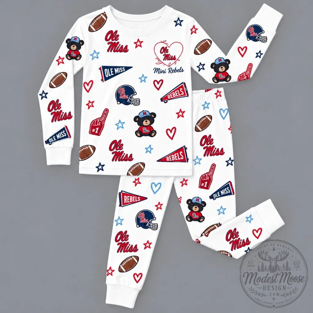 Ole Miss Rebels Football Mini Rebels Kids Pajamas Set Ole Miss Rebels Football Mini Rebels Kids Pajamas Set
