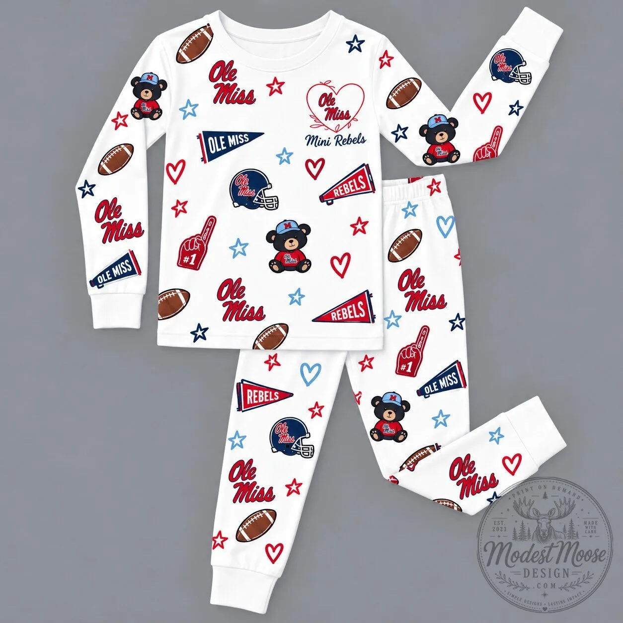 Ole Miss Rebels Football Mini Rebels Kids Pajamas Set
