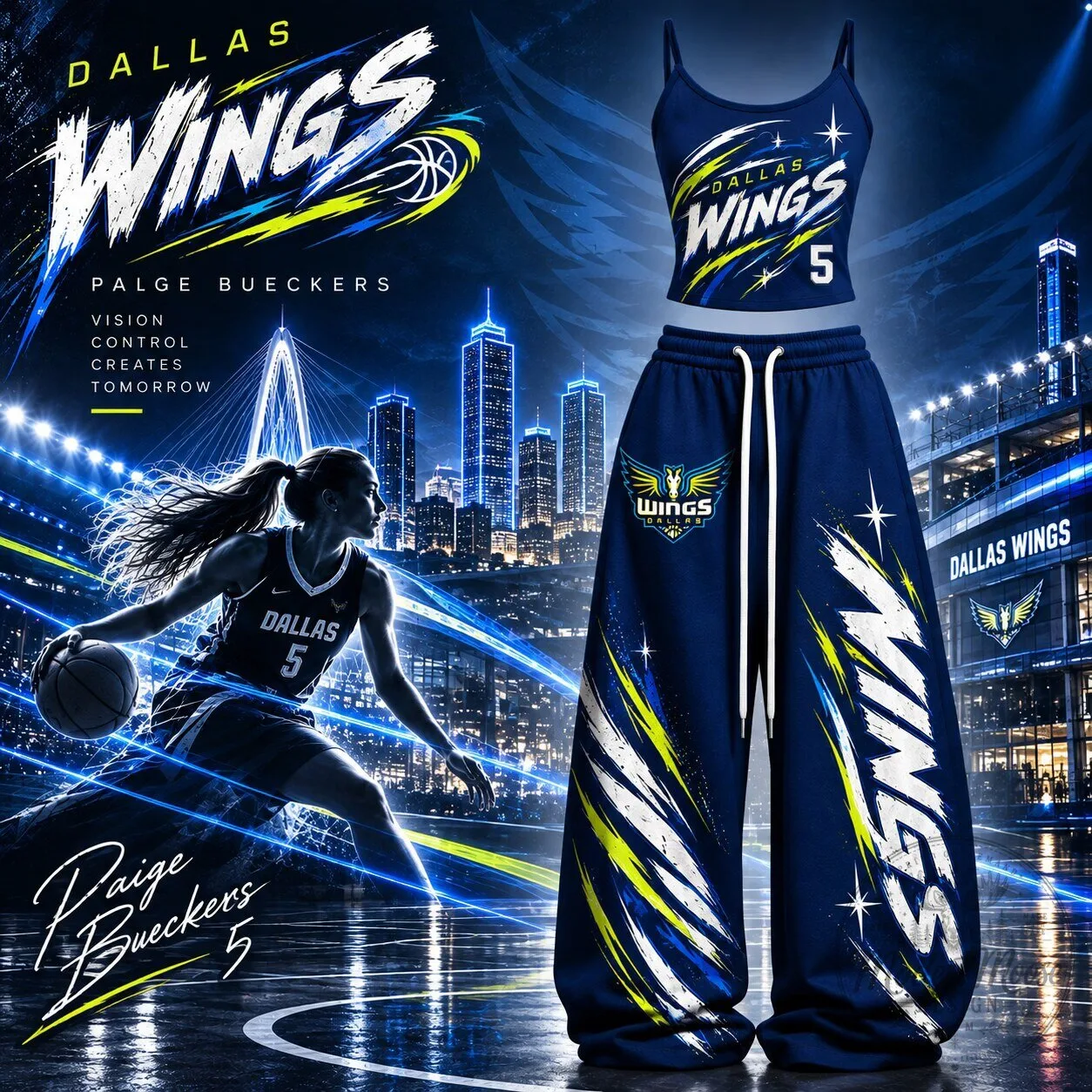 Dallas Wings Paige Bueckers Women's Basketball Team Two-Piece Outfit