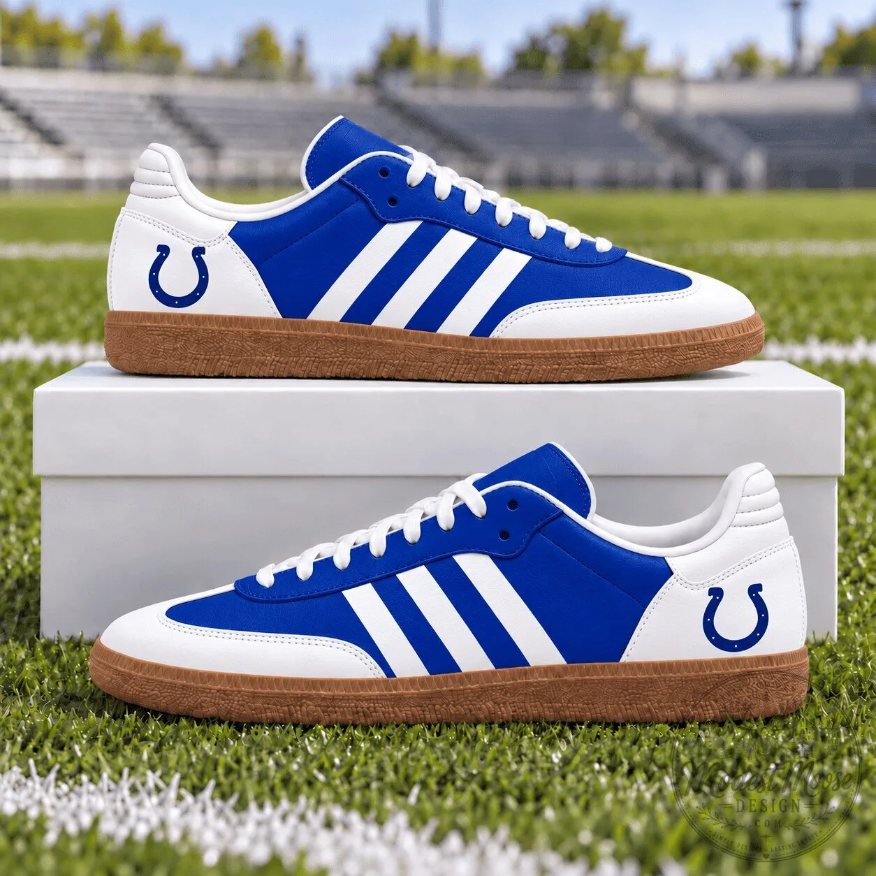 Indianapolis Colts Royal Blue and White Stripes Samba Shoes