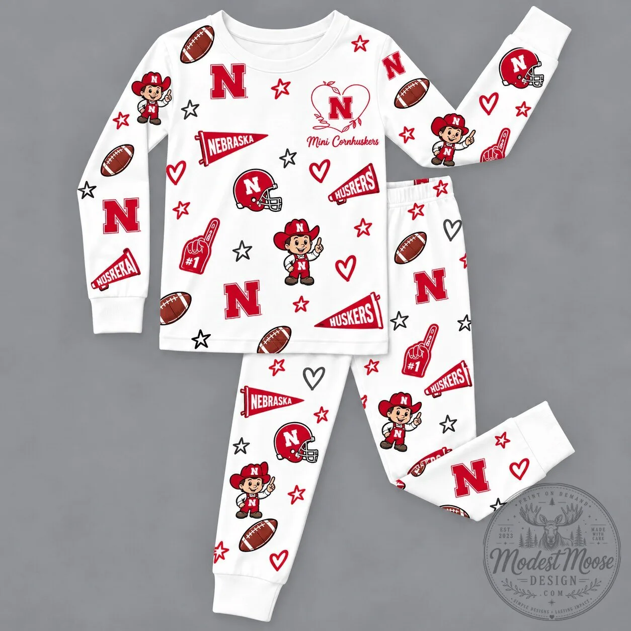 Nebraska Cornhuskers Kids Football Team Pajama Set