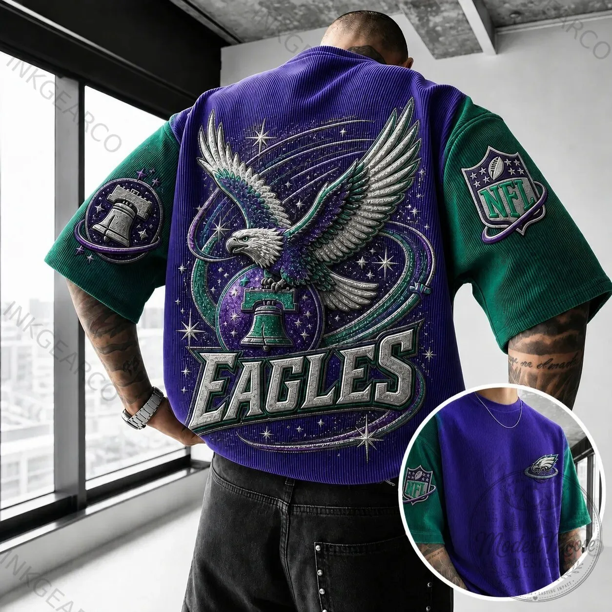 Philadelphia Eagles NFL Football Team Logo Graphic Print Short-Sleeve T-Shirt