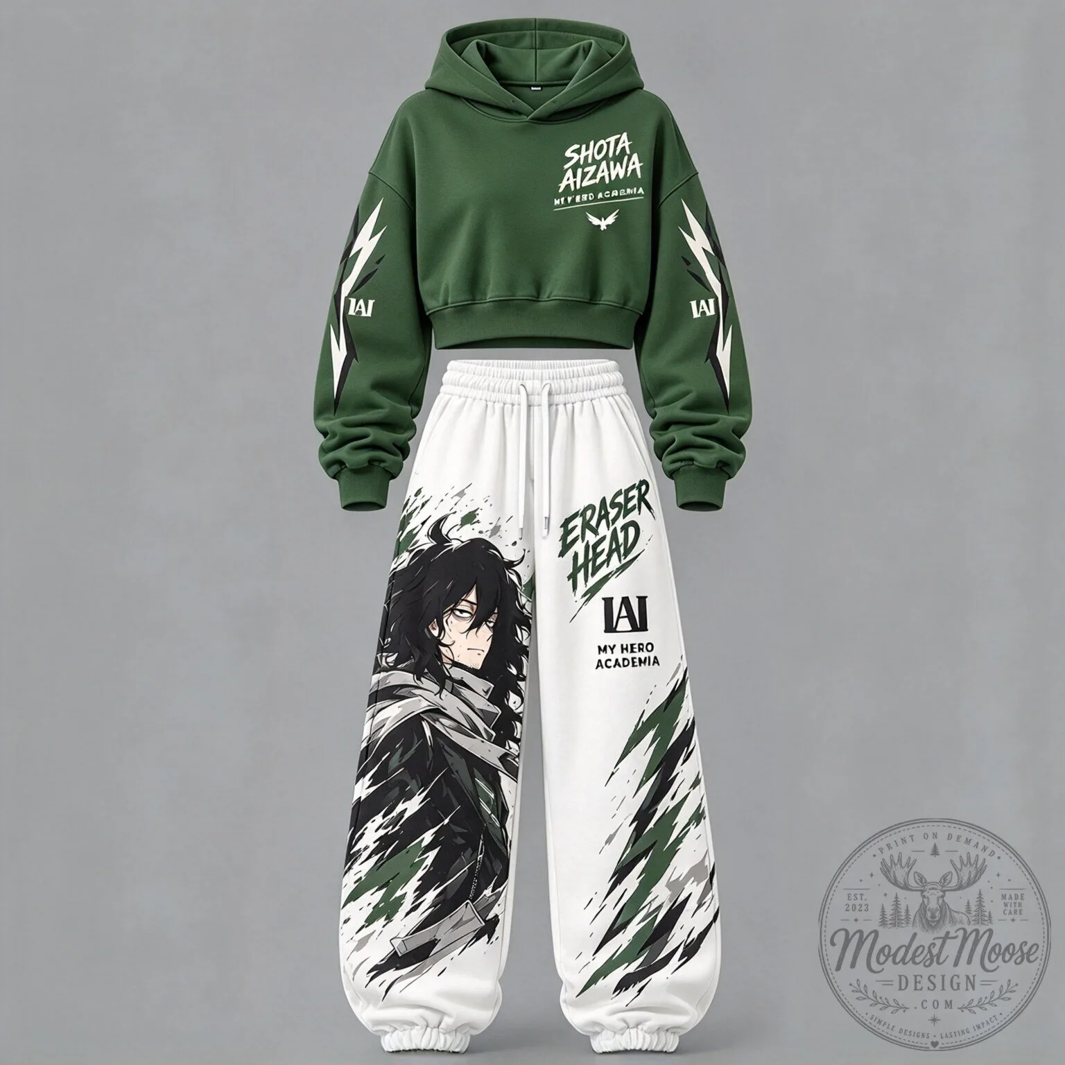 My Hero Academia Shota Aizawa Cropped Hoodie and Jogger Pants Tracksuit Set