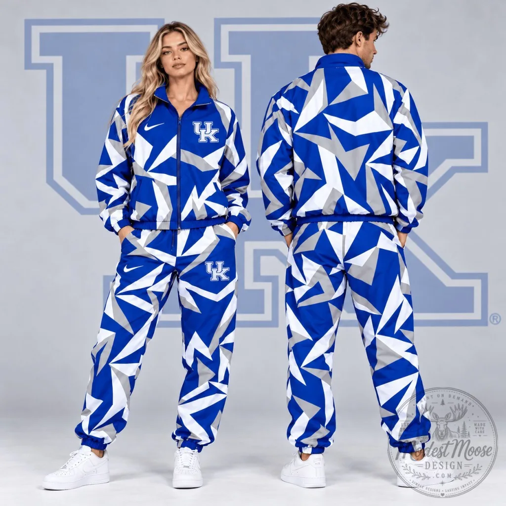 Kentucky Wildcats NCAA Shattered Prism All Over Print Track Jacket Kentucky Wildcats NCAA Shattered Prism All Over Print Track Jacket