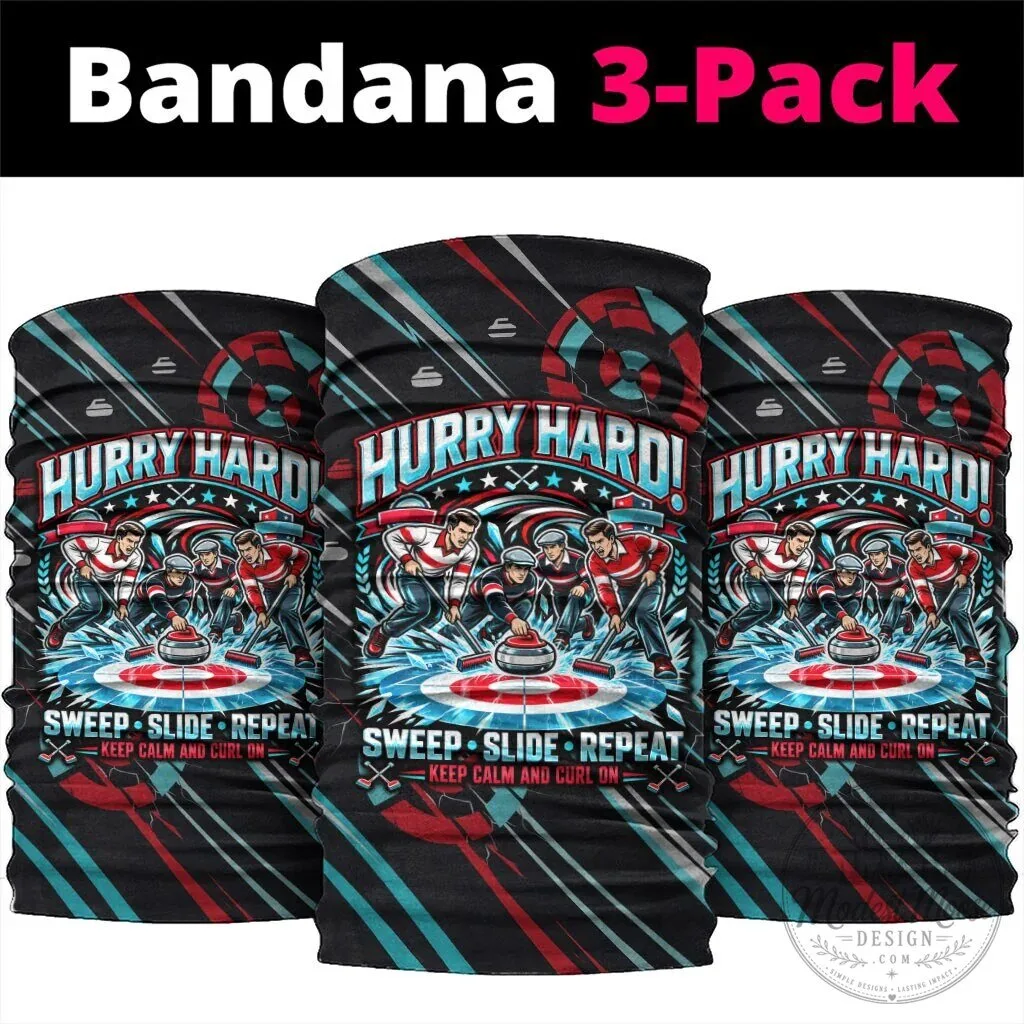 Curling Hurry Hard Sweep Slide Repeat Neck Gaiter Bandana