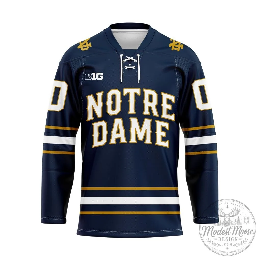 Notre Dame Fighting Irish Personalized Navy Blue Hockey Jersey