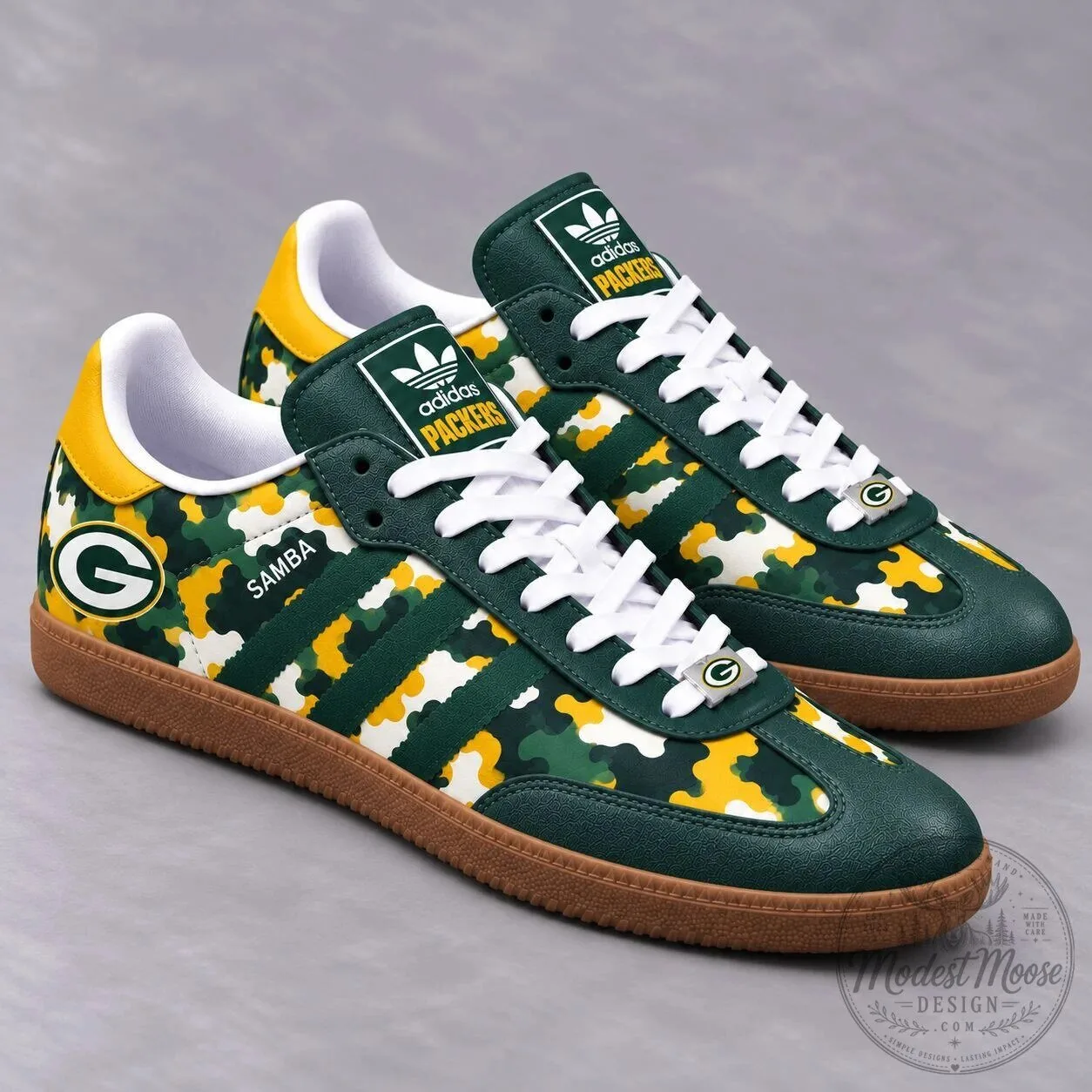 Green Bay Packers Camouflage Pattern Game Day Samba Shoes