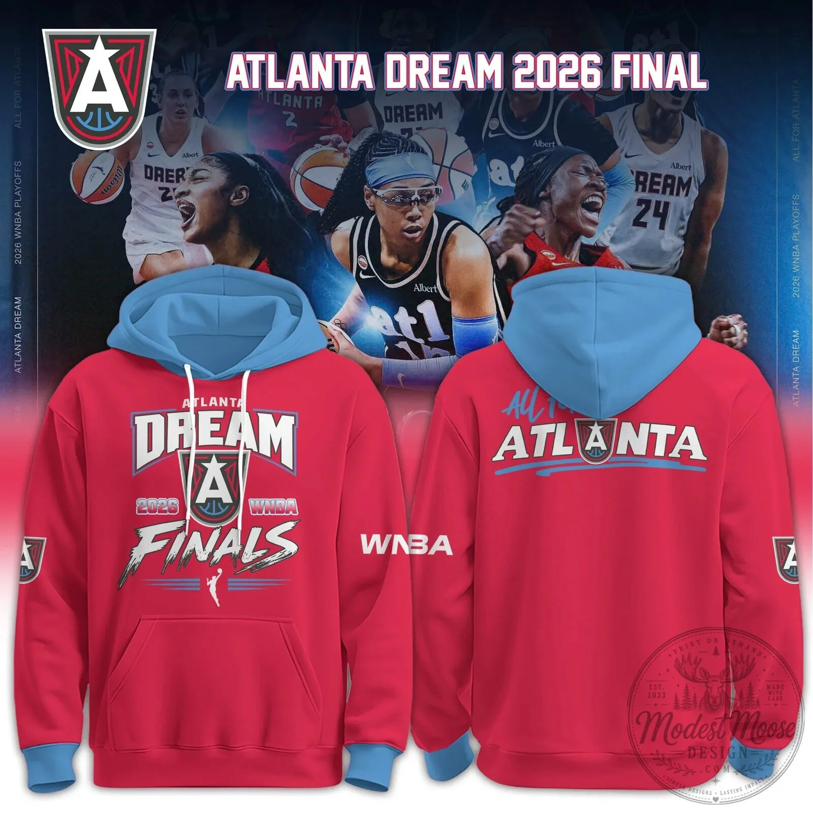 2026 WNBA Finals Hoodie in Red and Blue - Atlanta Dream Team Apparel