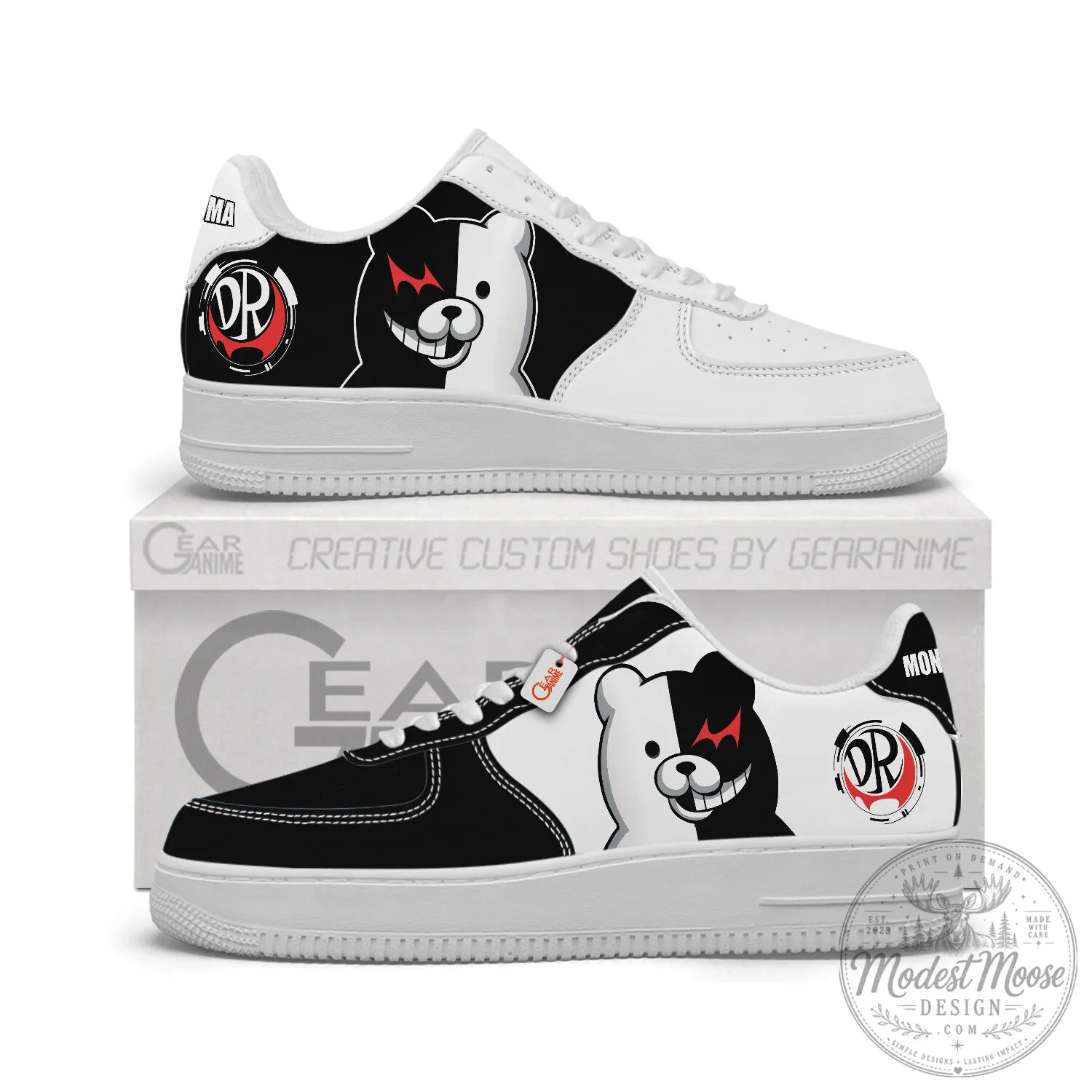 Danganronpa Monokuma Black and White Custom Anime Low-Top Shoes
