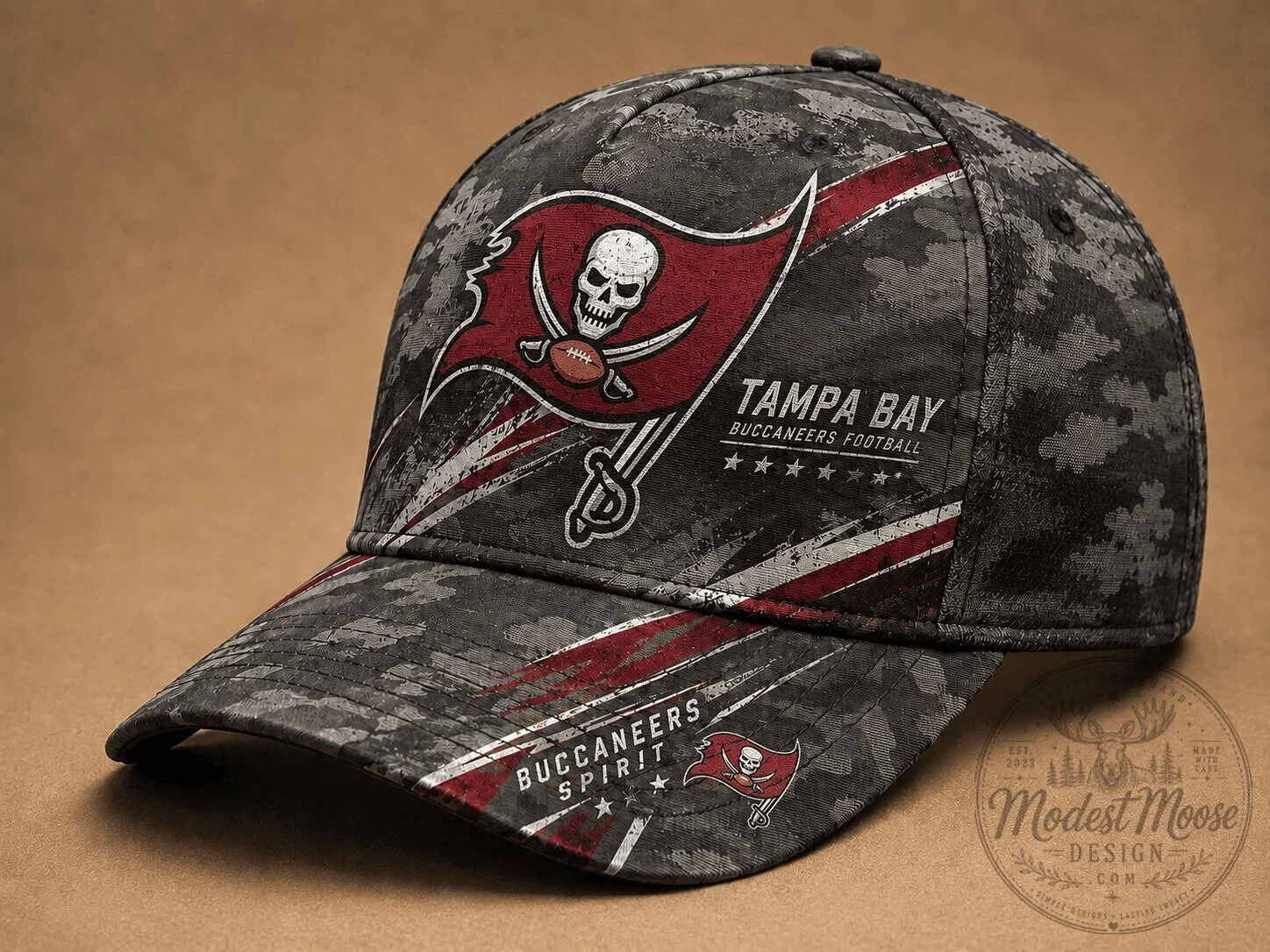 Tampa Bay Buccaneers Football Team Skull and Crossbones Camouflage Cap Hat