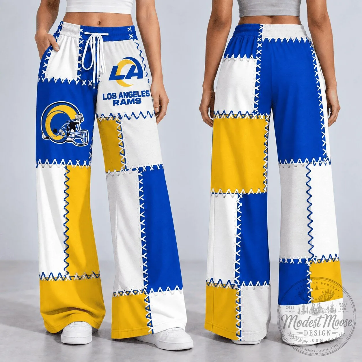Los Angeles Rams Patchwork Style Wide Leg Casual Pants 2 Los Angeles Rams Patchwork Style Wide Leg Casual Pants