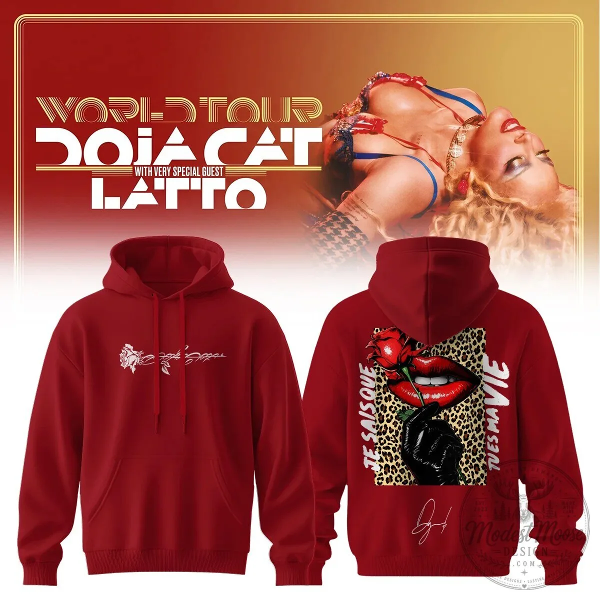 Doja Cat World Tour Latto Special Guest Red Hoodie