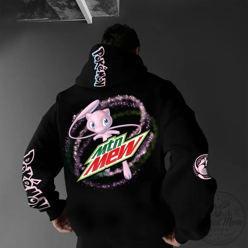 Pokemon Mew Mountain Dew Graphic Black Hoodie Pokemon Mew Mountain Dew Graphic Black Hoodie