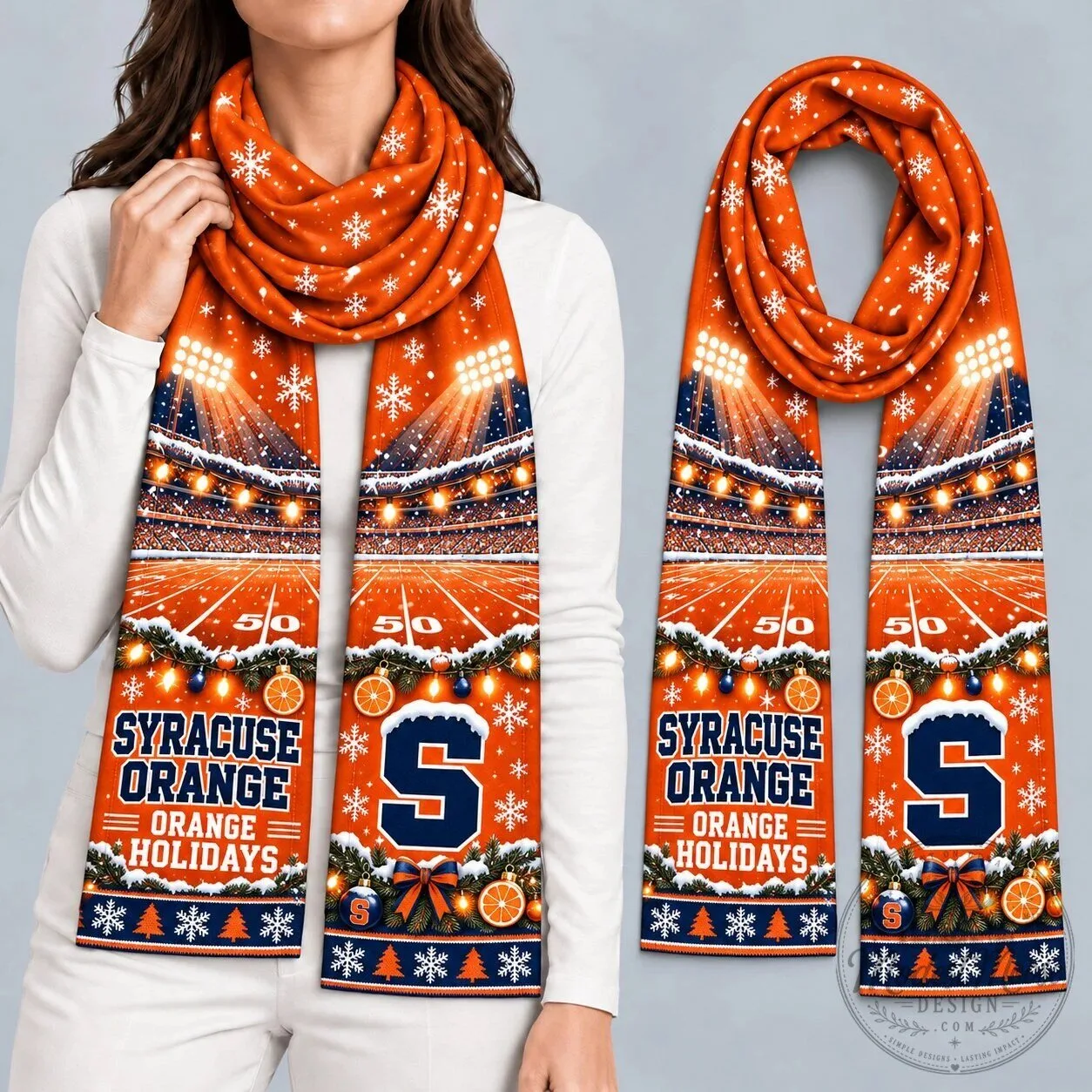Syracuse Orange Christmas Winter Stadium Scene Scarf