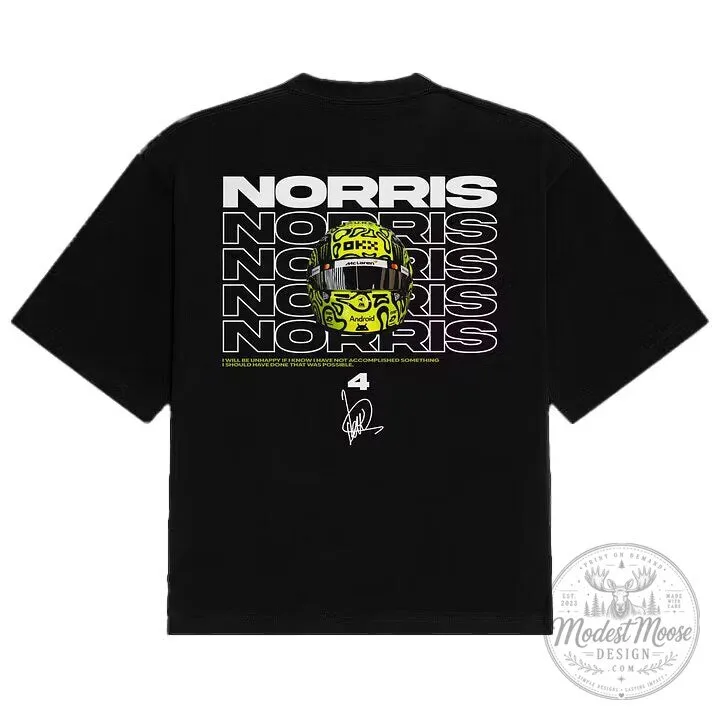 Lando Norris Formula 1 Racing Helmet Graphic Black T-Shirt