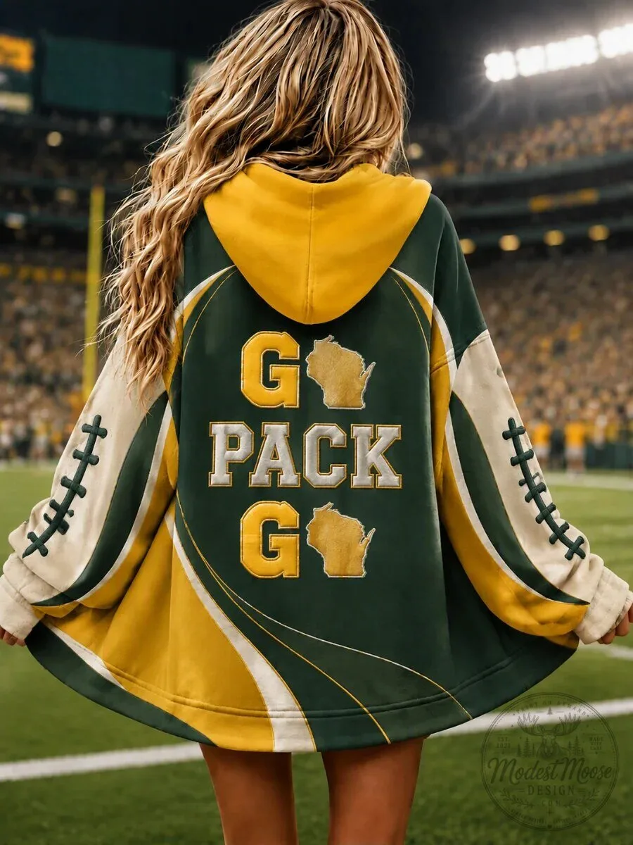 Green Bay Packers Go Pack Go Wisconsin Football Fan Hoodie