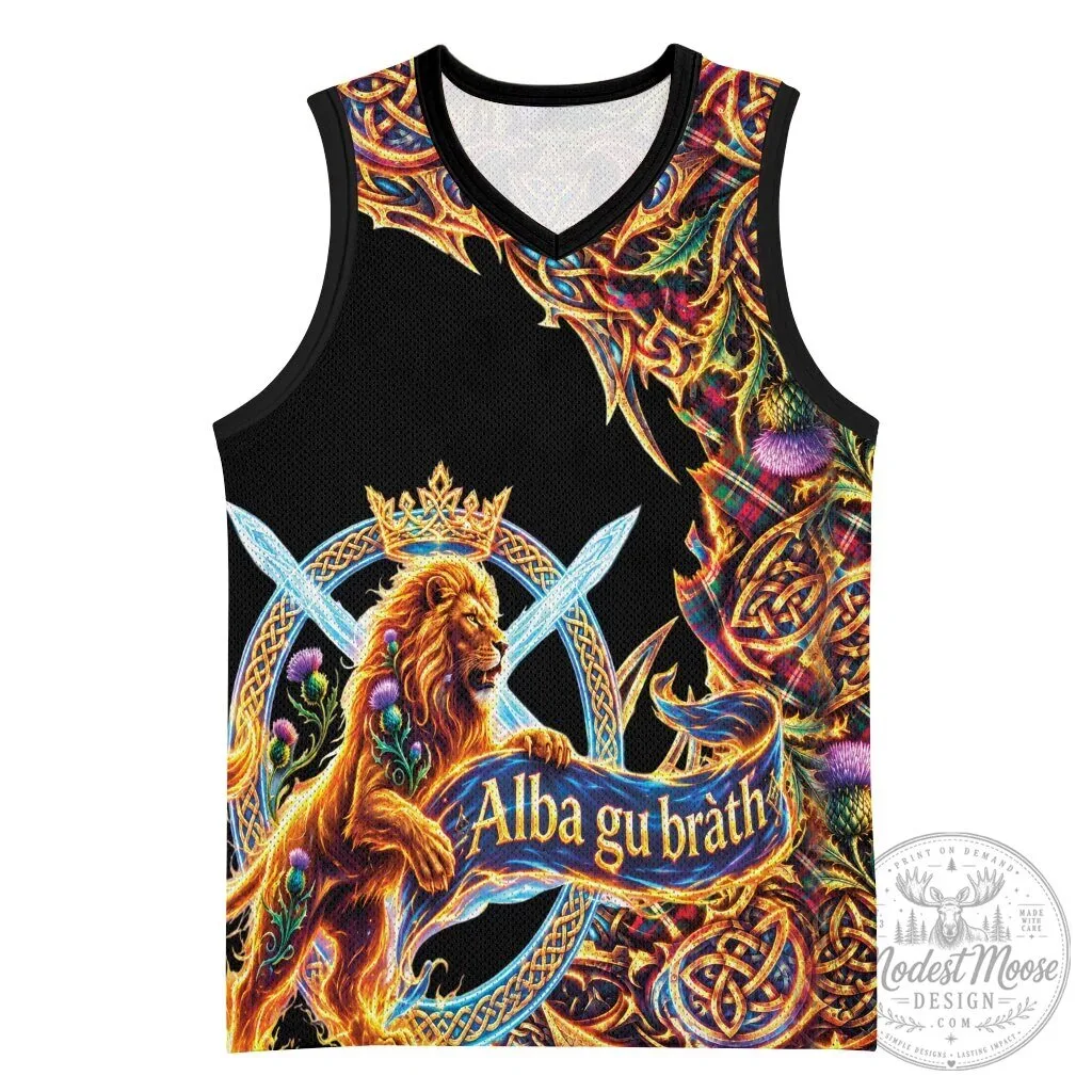 Scotland Forever Royal Lion Celtic Thistle Tartan Alba gu Bràth Basketball Jersey