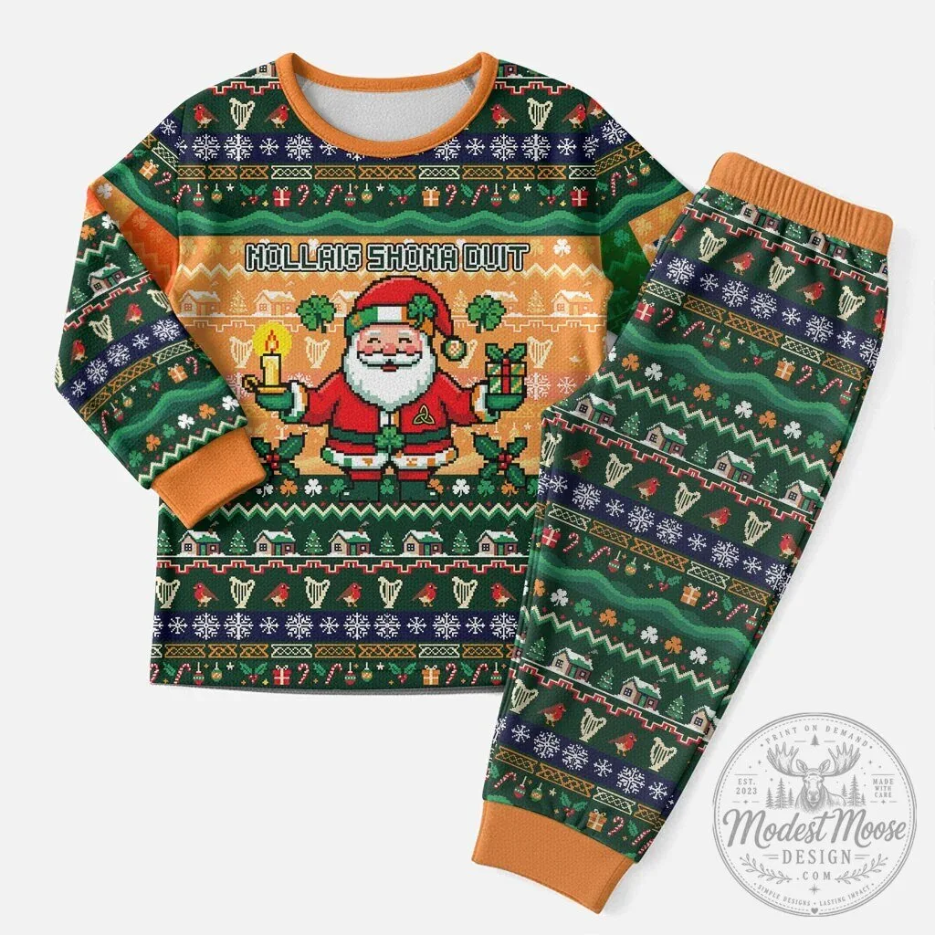 Irish Santa Nollaig Shona Duit Christmas Pajamas Set