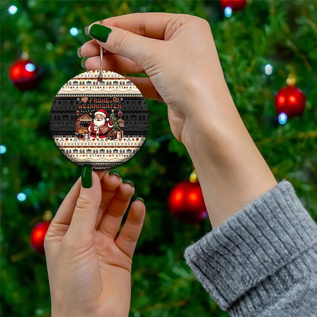 German Frohe Weihnachten Christmas Market Santa Claus Ceramic Ornament 13 German Frohe Weihnachten Christmas Market Santa Claus Ceramic Ornament