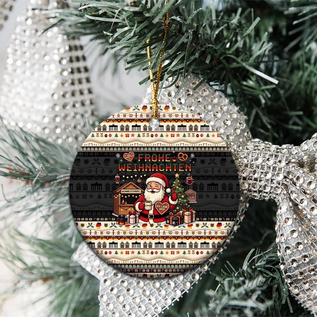 German Frohe Weihnachten Christmas Market Santa Claus Ceramic Ornament 14 German Frohe Weihnachten Christmas Market Santa Claus Ceramic Ornament