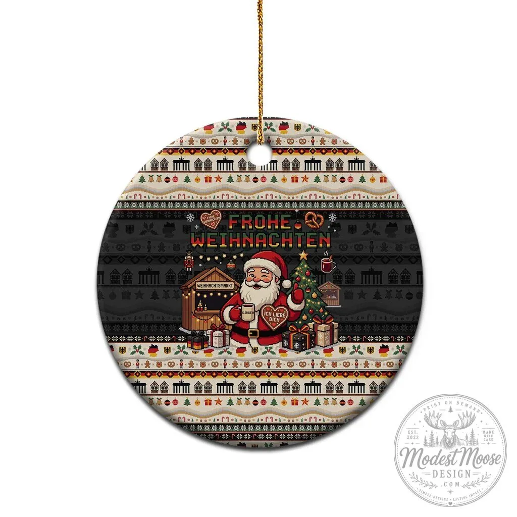 German Frohe Weihnachten Christmas Market Santa Claus Ceramic Ornament 15 German Frohe Weihnachten Christmas Market Santa Claus Ceramic Ornament
