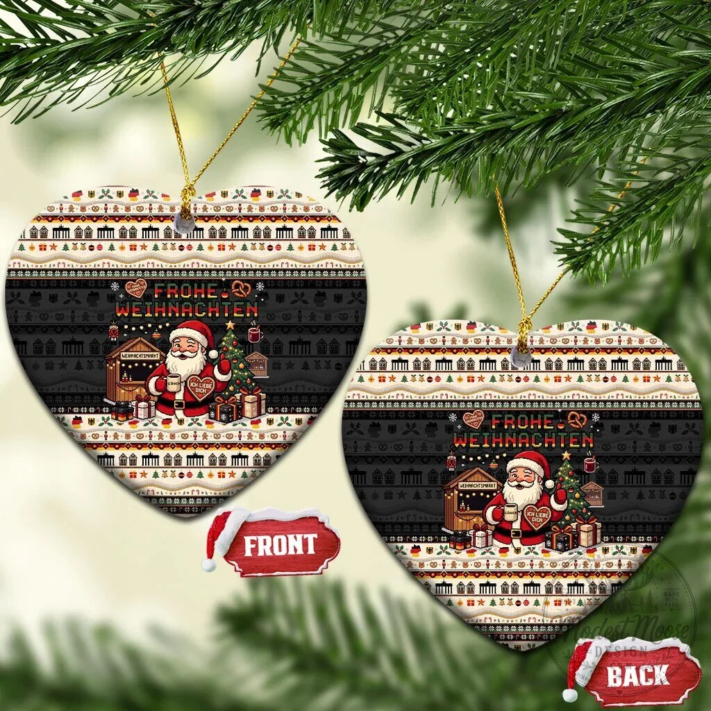 German Frohe Weihnachten Christmas Market Santa Claus Ceramic Ornament 18 German Frohe Weihnachten Christmas Market Santa Claus Ceramic Ornament