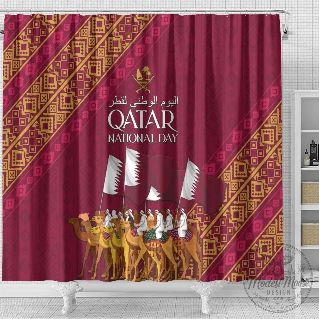 Qatar National Day Arabian Peninsula Camel Parade Shower Curtain 9 Qatar National Day Arabian Peninsula Camel Parade Shower Curtain