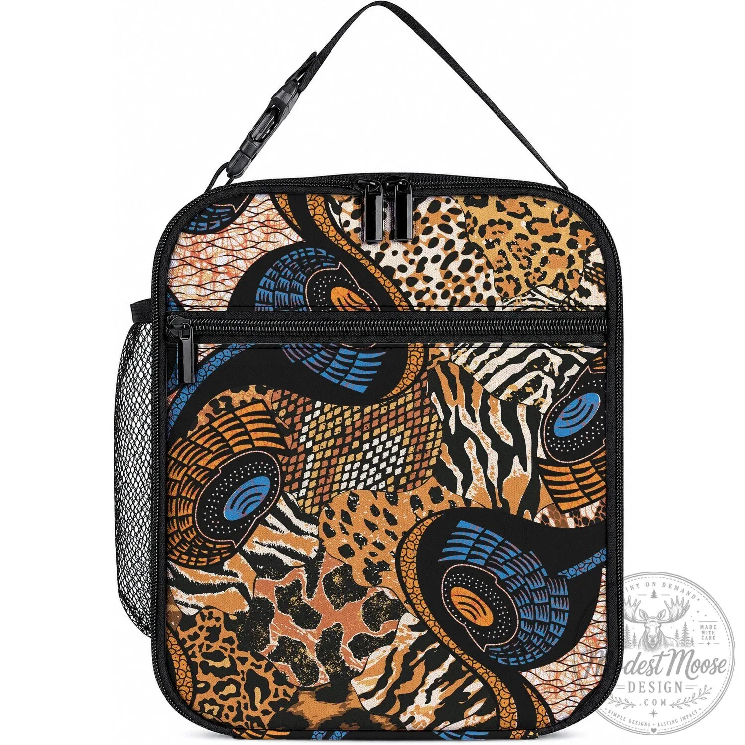 African Ankara Motifs Mixed Animal Skins Lunch Bag