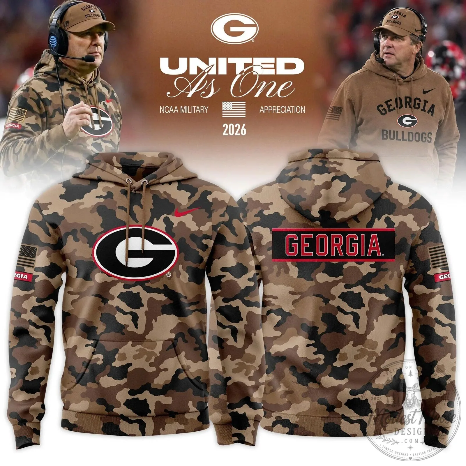 Georgia Bulldogs NCAA Military Appreciation Camouflage Pullover Hoodie